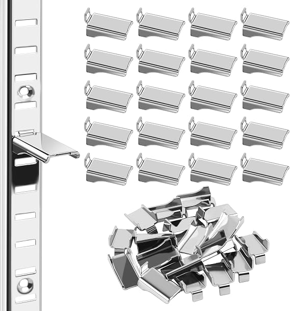 Shelf Support Clips Metal Shelf Clips for Adjustable Shelf Brackets Metal Shelving Kitchen Study Partition Cabinet Heavy Duty Stainless Steel Shelf Clips Silver 20 Pcs