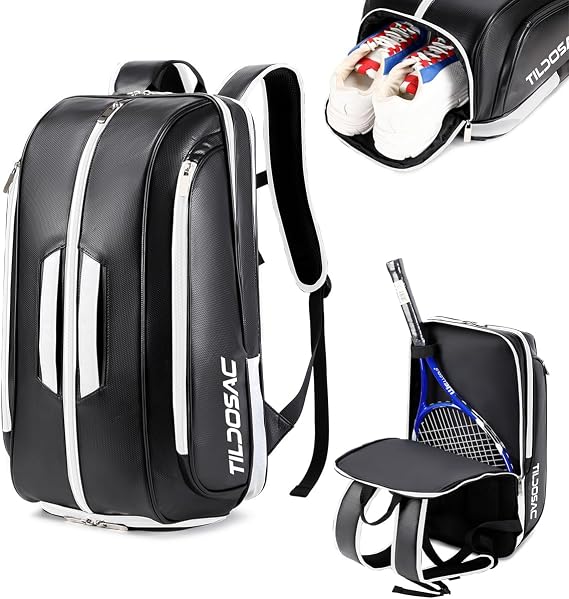 TILDOSAC Tennis Bag Racket Bag for Tennis Padel, Large Sport Pickleball Bag for Men Women with Shoe Compartment,Laptop Sleeve,Fence Hook,Ball Sleeve