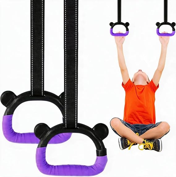Kids Gymnastics Rings, Children's Home Gym Equipment, Children's Adjustable Strap Strength Training Rings, Pulling Rings for Physical Training