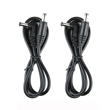 MIHEY 2 Pack Guitar Effect Pedal DC Cable 5.5mm x 2.1mm Power Lead Cord, 60CM Male to Male