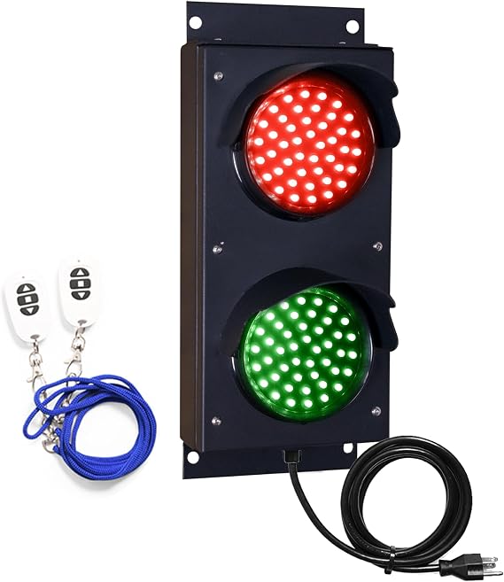 Signaworks Red & Green 4 Inch Diameter Lens LED Stop Light with Keyfob for Social Distancing, Warning, Signaling or Factory Floor - Traffic Light