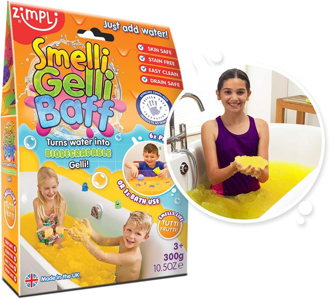 Smelli Gelli Baff Tutti Frutti from Zimpli Kids, 1 Bath or 6 Play Uses, Magically turns water into thick, colourful goo, Bath & Play Sensory Learning Gift, Montessori Toys, Educational Toy for Child