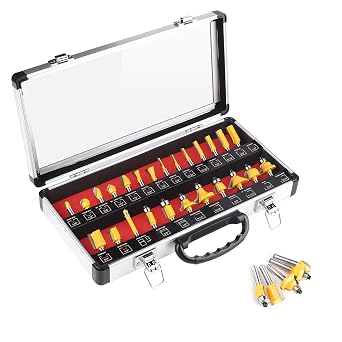 Router Bits 25 Pieces, 1/4 Inch Shank Tungsten Carbide Router Bit Set, for Professional and Beginners Carpenter