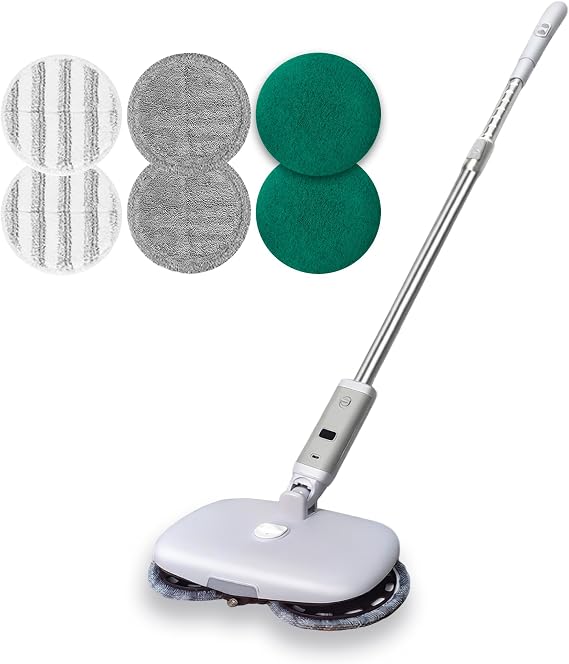 GOBOT Cordless Electric Spray Mop with Fast Motor for Enhanced Cleaning Power Durable Material LED Headlight 300ml Tank Dual Spinning Pad for Hardwood, Tile and Laminate