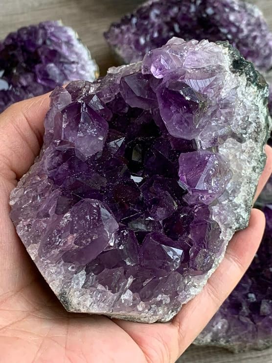 GAF TREASURES Deep Purple Amethyst Cluster, Natural Amethyst Geode, Amethyst Druze, Raw Amethyst Crystal (0.1-0.25 lb)