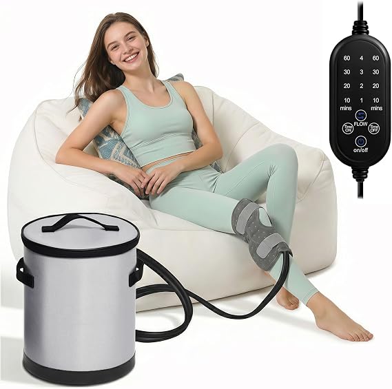 MQ 14 QT Ice Machine for Knee After Surgery, Programmable Timer Gray Nylon Bucket Portable Cold Therapy Machine, Cryotherapy Pain Relief System for ACL Recovery, Sport Injuries