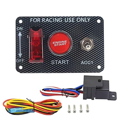 3-in-1 12V Racing Ignition Switch Panel - Push Button Toggle | Universal Ignition Starter Switch for Race Car, Boat, Truck