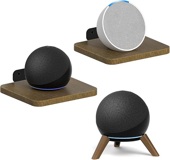 Wooden Desktop Stand for Echo Dot 4th Gen / 5th Gen with Speaker Mount for Better Sound - Wood Tripod Speaker Stand Desk for Echo Dot 4th & 5th Generation Table Holder for Echo Dot Stand