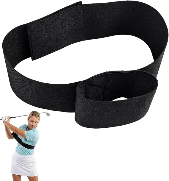 Golf Swing Trainer, Golf Training Aids for Swing Practice, Swing Sync Golf Trainer with Arm Bands, Adjustable Slider Golf Training Aid, 83 cm Length, 35 cm Bonding Area
