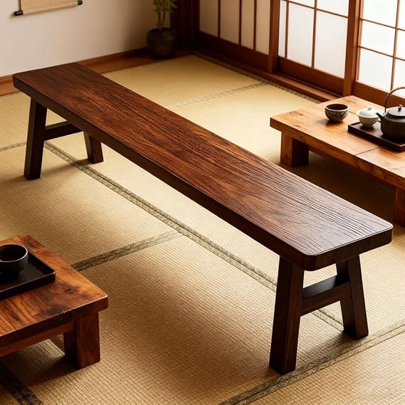 Farmhouse Bench Rustic Wood Bench Skinny Wooden Bench Walnut Vintage Hallway Shoe Benchs End of Bed for Dining Room, Bedroom, Porch and Other Narrow Spaces(63" Lx11.8 Wx17.7 H)