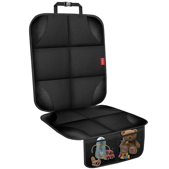 Car Seat Protector, Carseat Seat Protectors with Thick Padding No Imprints | Non-Slip Backing, Waterproof, Universal Fit, Heat Resistant, 600D Fabric Car Seat Covers with Storage Pockets for Baby