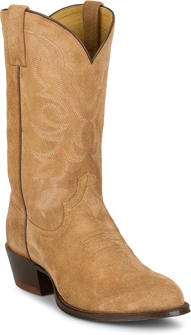 Tony Lama Plano 12" Suede Western Boots for Men - Derby Collection - Medium Round Toe Classic Leather Outsole