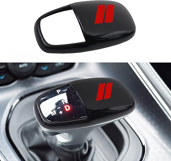 Gear Shift Knob Head Cover for Dodge Charger Accessories 2015-2023 Challenger 2015-2024 Durango 2016-2025 2026 ABS Interior Shell Insert Decoration Protector Gear Shifter Cover (Red Trim)