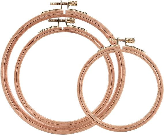 Sherbo 4-6 Inch Embroidery Hoops, Set of 3 Beech Wood Cross Stitch Hoops