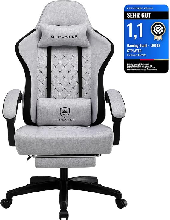 GTPLAYER Gaming Chair Office Chair with Pocket Spring Cushion 150kg Ergonomic Computer Chair with High Back Lumbar Support FG