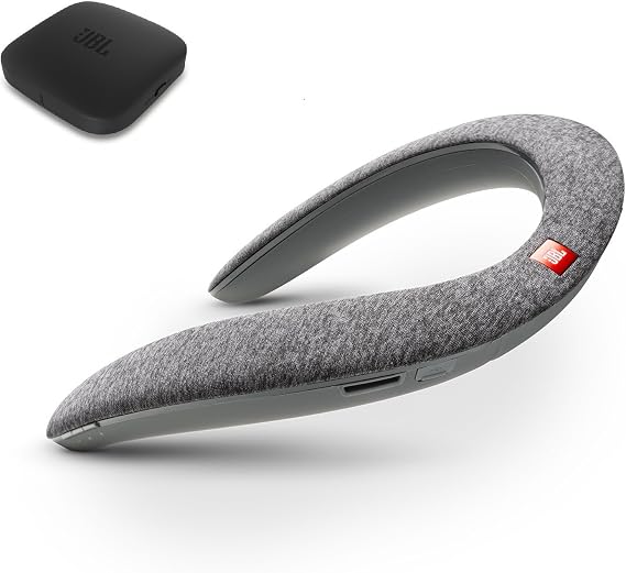 JBL SoundGear BTA Wearable Neck Speaker with Wireless Audio Transmitter Bluetooth/apt-X Compatible/Equipped with 4 Drivers of 1.2 inches 31 mm Diameter Grey/Can Also Be Used for Video Conferencing