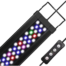 Full Spectrum Aquarium Light for Planted & Saltwater Tanks, 60-85CM Extendable Fish Tank Light with 3 Lighting Modes, 6 Levels Dimmable LED, 24/7 Timer Controller, CRI 90 High PAR Aquarium [Energy Class F]