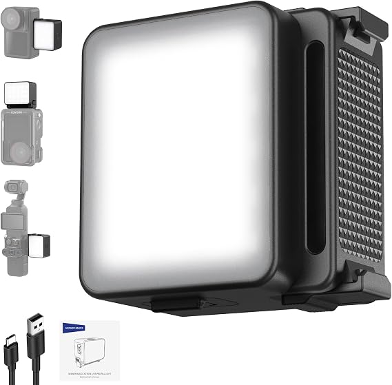 NEEWER Basics M20 Magnetic LED Camera Light Compatible with DJI OSMO Nano Action 3 4 5 Pro Cage NEEWER AC009 PRO Pocket 3 Accessories Expansion Adapter, Plastic Mini Fill Light Attachment 5600K CRI95+