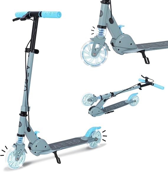 Aero Scooter for Kids 5-12 | Dynamic Lights, Hand Brake & Shock Absorption | Boys Girls 2 Wheels Kick Scooter | Foldable & Height Adjustable