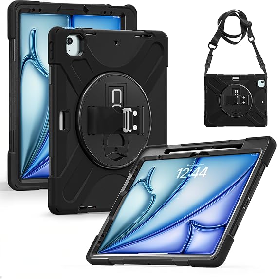 CODi Rugged Case for iPad Air 13" (M2, M3, M4), iPad Pro 12.9" (36 Gen) Drop-Tested 360 Protection with Kickstand, Hand Strap & Shoulder Strap