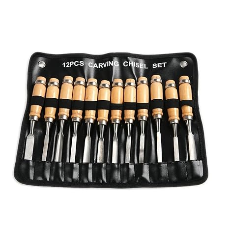 12Pcs Wood Carving Hand Chisel Tool Set Woodworking Professional Gouges Consruction an Carpentry Tools
