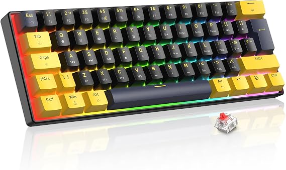 LexonElec Magic-Refiner MK21 PRO 60% UK layout Mechanical Gaming Keyboard-RGB Backlit, Mini 62 Keys Gaming Keyboard with Detachable Cable, PBT Key Caps, Hot swap, Wired Keyboards (Starry Black)