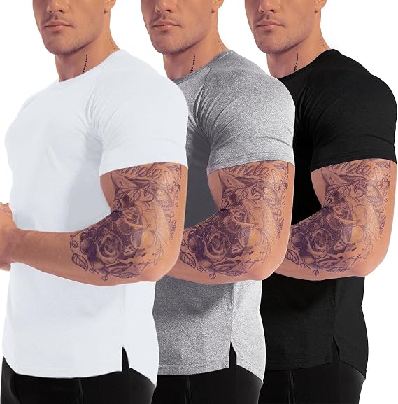 Men's 3pack Dry Fit Workout Gym T Shirts Short Sleeve Moisture Wicking Tops