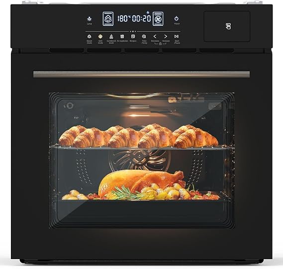Single Wall Oven, 24 Electric Built-In Oven, 2.5 Cu.Ft Wall Oven With Touch Control, 3000W 240V, 8 Cooking Functions for Kitchen