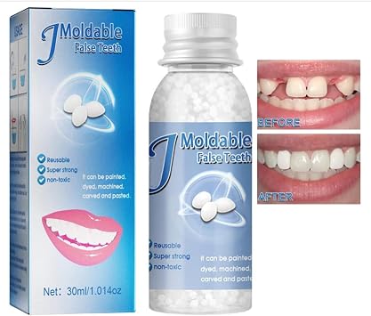 False Teeth Tooth Repair Granules, Tooth Filling Repair Kit, DIY Moldable - Temporary Tooth Repair Beads, Tooth Bonding Kit for Fix The Missing and Broken Tooth, Instantly Confident Smile 1PC
