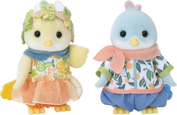 Calico Critters - Citrus Bird Family - Miniature Dollhouse Figures | Zesty orange-hued flocked birds - a cheerful poseable family that adds rare feathered flair to any critter village, Ages 3+