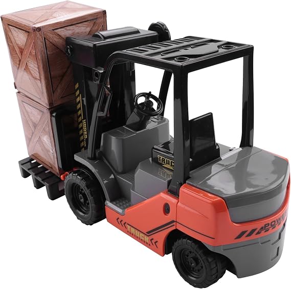 1:22 Scale Lnertial Forklift Friction Fork Lift with Pallet Cargo Warehouse Truck Vehicle Model Toy Forklift for Kids