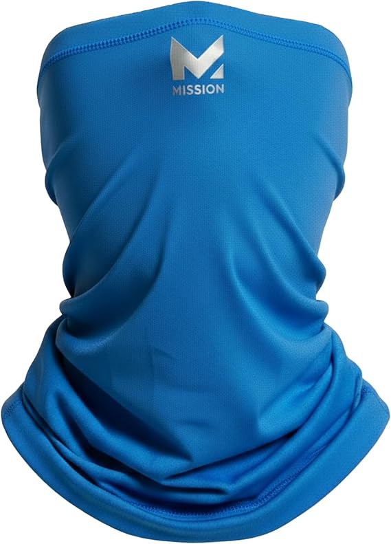 MISSION Cooling Multi-Use Neck Gaiter Face Mask, UPF 50, Breathable Lightweight Fabric, Cools Up to 2 Hours (Blue)