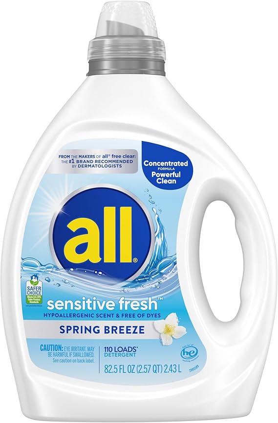 all Liquid Laundry Detergent, Sensitive Fresh, 82.5 fl oz, 110 Loads