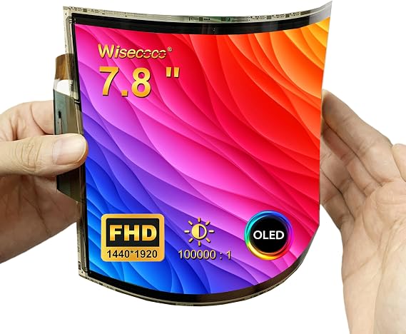 wisecoco 7.8 inch Flexible Display Curved Bendable Screen FHD 1440 * 1920 AMOLED Display with HDMI Driver Board OLED Monitor Without Enclosure Kit for DIY Prototype Demo