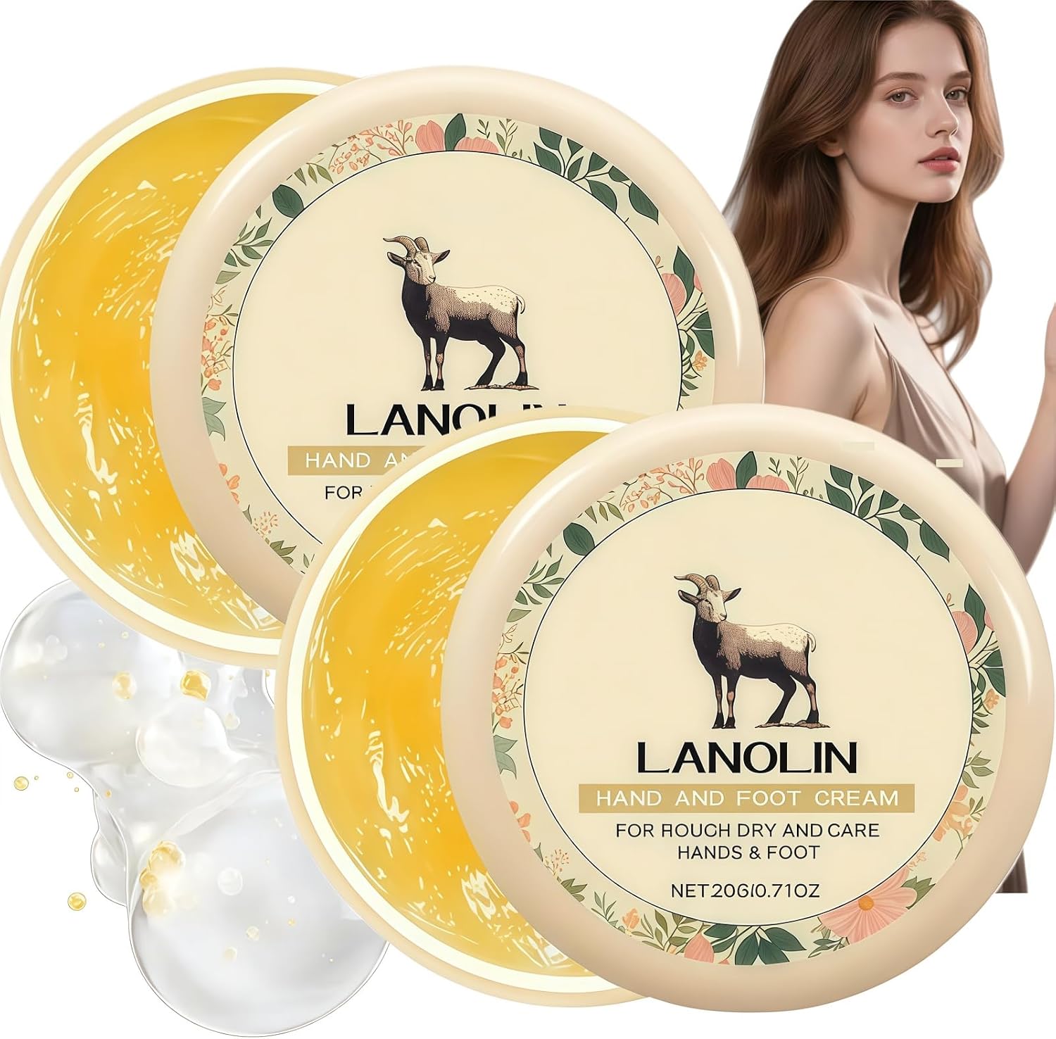 2PCS Lanolin Cream,Tallow Cream,Lanolin Balm,Natural Moisturizer for Very Dry Skin,Natural Lan/olin Cre/am,Non-Greasy Lotion,Intensive Foot Repair Cre/am,Long-Lasting Moisturiser,Multi-Purpose Lotion