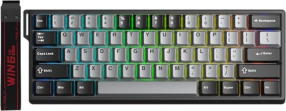 Aula Win60 He Pro Manyetik Klavye Rapid Trigger Xingyi Switch 8000Hz RGB TKL Hot Swap Oyuncu Klavyesi Gri