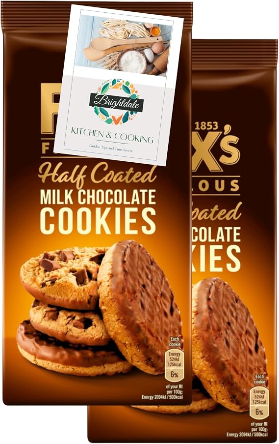 Chocolate Cookie Bundle with Fox's Fabulous Half-Coated Milk Chocolate Cookies 175g 2 Pack + Brightdale Kitchen Booklet