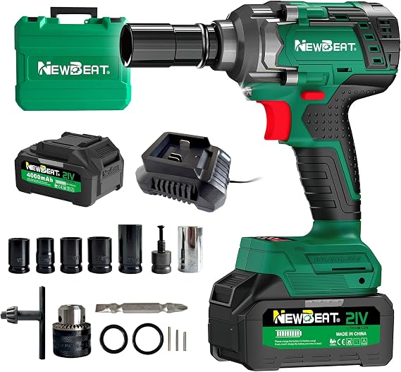 Cordless Impact Wrench Set - 1/2 inch Impact Gun, Electric Power Impact Driver Max Torque 550 N.m, 21V Brushless, 2*4.0Ah Battery, 2400 RPM Variable Speeds for Car Home DIY, Tire Removal Tool