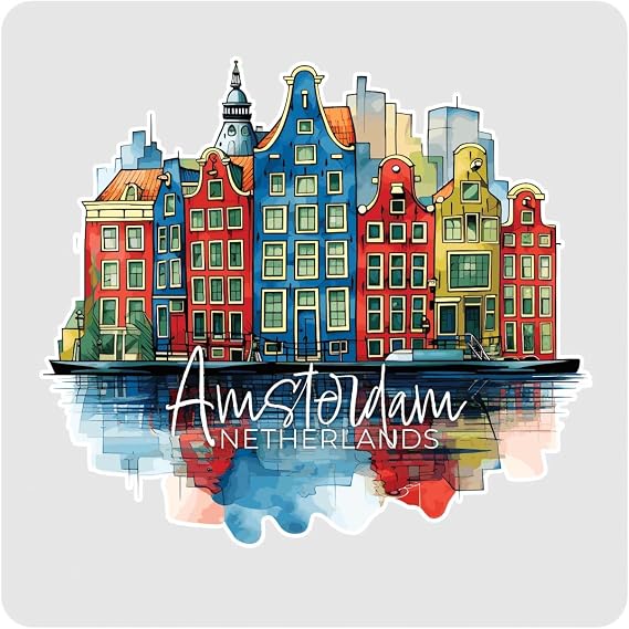 Amsterdam Netherlands Design C Souvenir 4x4-Inch Coaster Acrylic 4 Pack