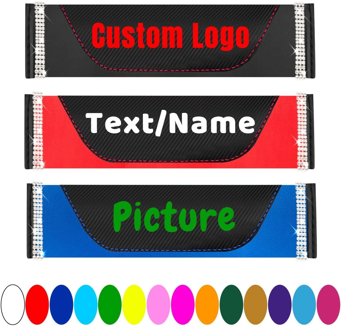 MVJAA Car Seat Belt Cushion,Custom Txt Seat Belt Cover Pad,Carbon Fiber Seatbelt Covers Shoulder Pad Protective Sleeve