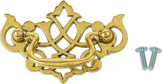 Queen Anne Chippendale Satin Brass Drawer Bail Pull | Centers: 2-1/2" | Handle for Antique Cabinet Door, Dresser Drawer, Desk | Furniture Reproduction Hardware | BP11-DB (1)