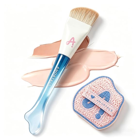 Makeup Brush & Sponge Set - Ultra-thin Flat Blender & Puff Kit | Soft & Shed-Free Bristles, No Product Waste, Wet/Dry Flawless & Skin-Fitting Finish