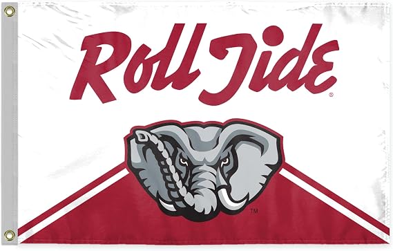 AGAS NCAA Alabama University Crimson Tide Roll Tide Two-Tone 2' x 3' Banner Flag Single Sided Polyester with Brass Grommets- Indoor or Outdoor - Home Decor