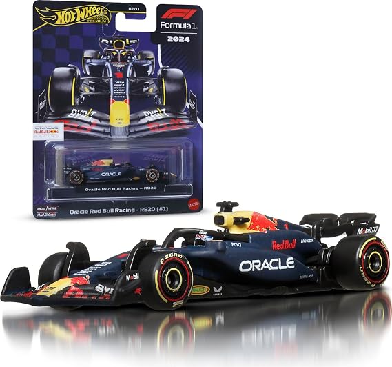 Hot Wheels Ölçek 1:64 Premium Formula 1 Koleksiyon Oyuncak Yarış Arabası Gerçek Lastikler ve Metal/Metal Gövde ve Şasi (stiller değişebilir), JBM12