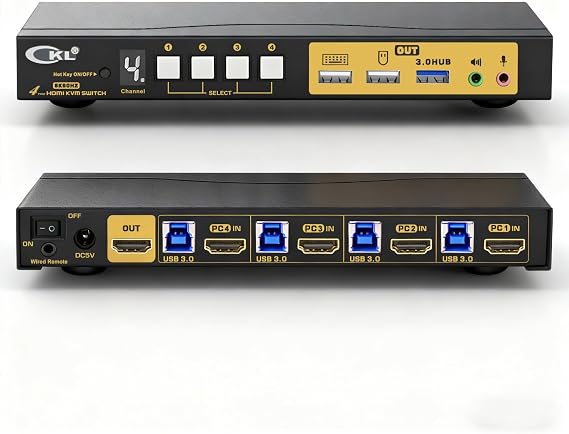 CKL 8K HDMI 2.1 KVM Switch (4 Computers 1 Monitor with EDID)