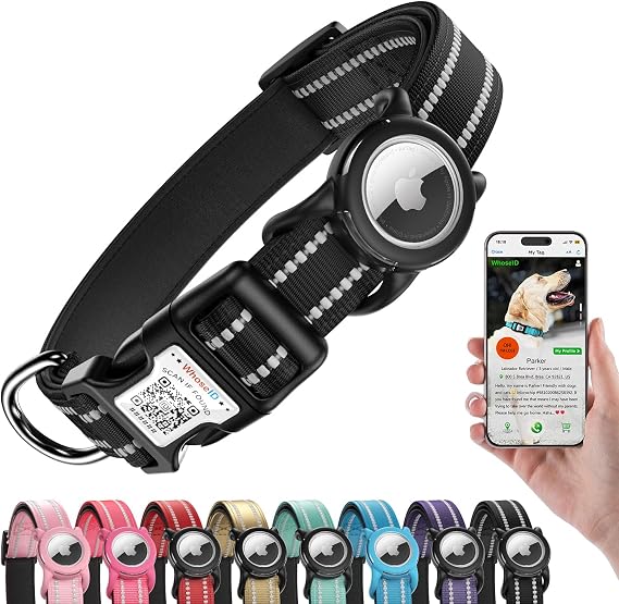 Airtag Dog Collar, Reflective Dog Collar for Small Dogs with Airtag Holder