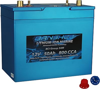 Deep Cycle Lithium RV Battery Group Size 34 Replaces Optima SC34DM 8016-103 D34M Bluetop 800CCA Starting Battery Plus Deep Cycle Performance, Built-in Smart BMS
