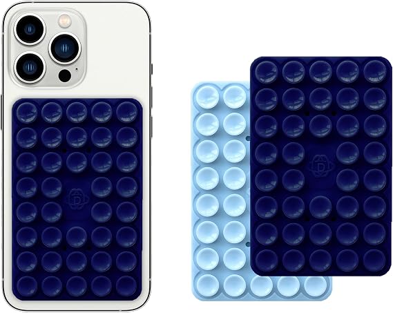 Silicone Double-Sided Suction Phone Case Detachable Mount, Car Dashboard Phone Holder, Fidget Sticky Grip Accessories, Hands-Free Trending Stuff for ASMR/TikTok/Gym Creator(Baby Blue+Galaxy Blue)