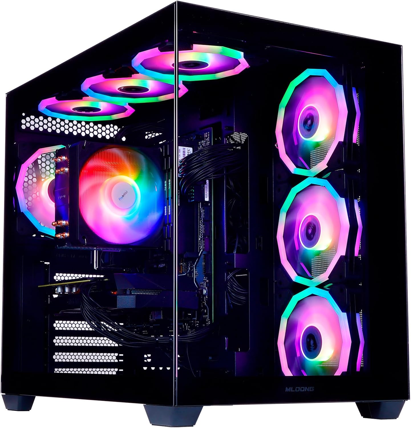 MLOONG Gaming PC Desktop, AMD Ryzen 5 5500 6 core 3.6GHzup to 4.2GHz, GeForce RTX 5060 8GB, 16GB DDR4 RAM 3200MHz, 1TB NVME SSD, 650W PSU, Windows 11 Home 64-bit, WiFi, Black