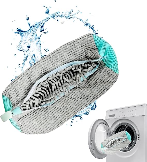 Trainer Washing Machine Bag,Laundry Shoe Bags for Washing Machine for All Shoe Types & Sizes, 360° Wrap-Around Cleaning, Shoe Washing Machine Bag for Washer & Dryer (GREY - 1PCS)